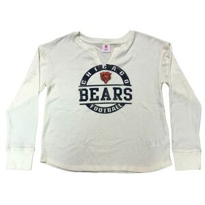 NFL Chicago Bears Girls Waffle Knit Long Sleeve Graphic T-Shirt Ivory, Large